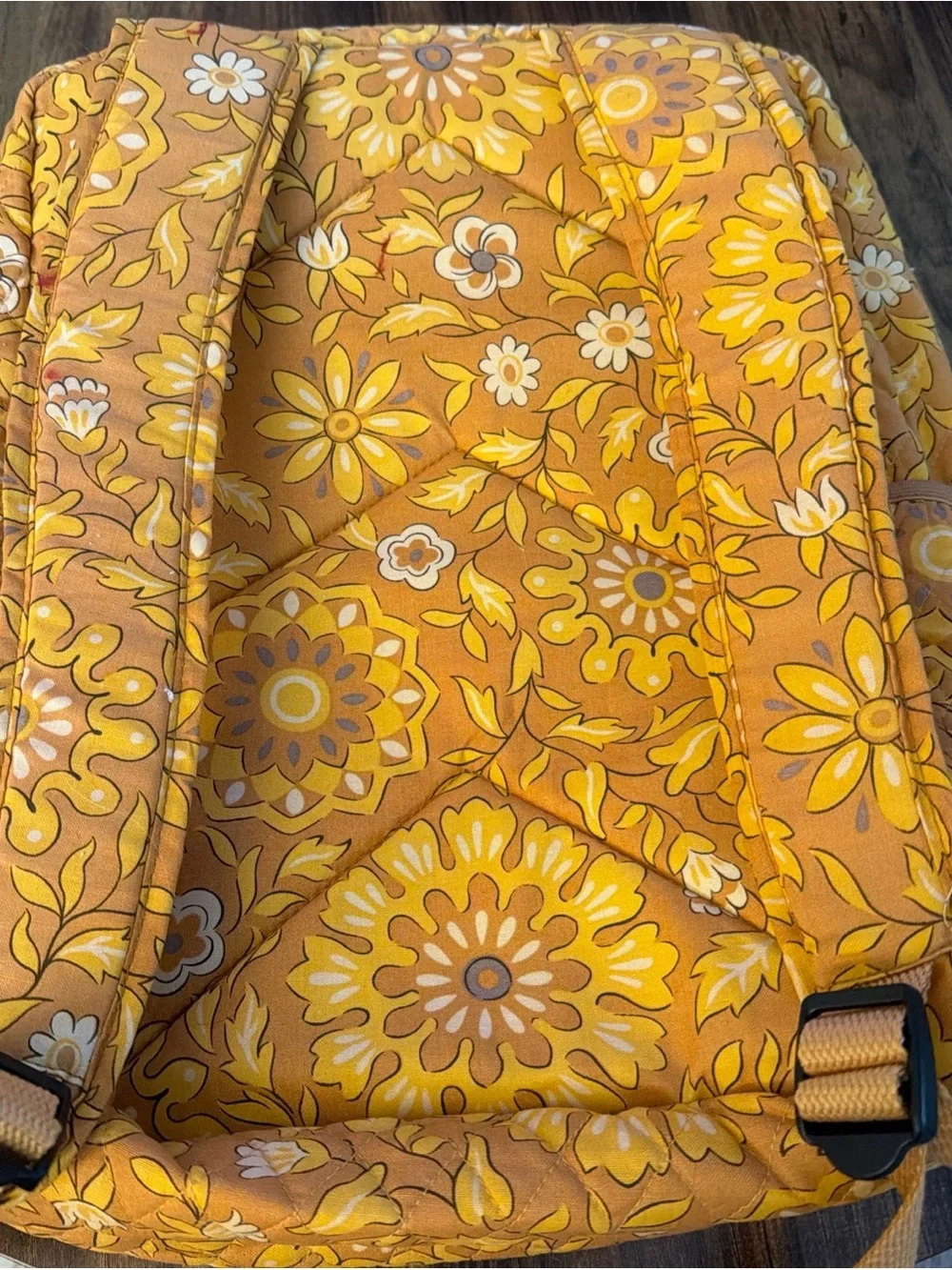 Longaberger Yellow Floral Quilted Backpack